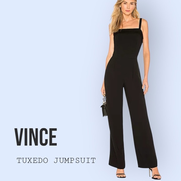 NWT VINCE Black Tuxedo Jumpsuit, Size 14 - Picture 1 of 15